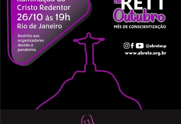 Cristo Redentor será iluminado de roxo nesta terça-feira, dia 26, para conscientizar sobre a Síndrome de Rett