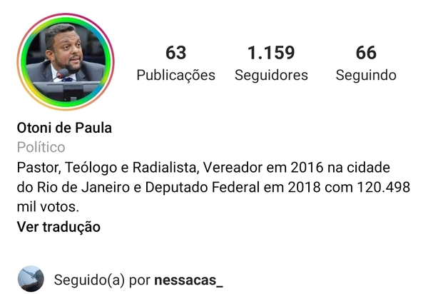 Após ter redes sociais bloqueadas, deputado Otoni de Paula cria novas contas 'do zero'