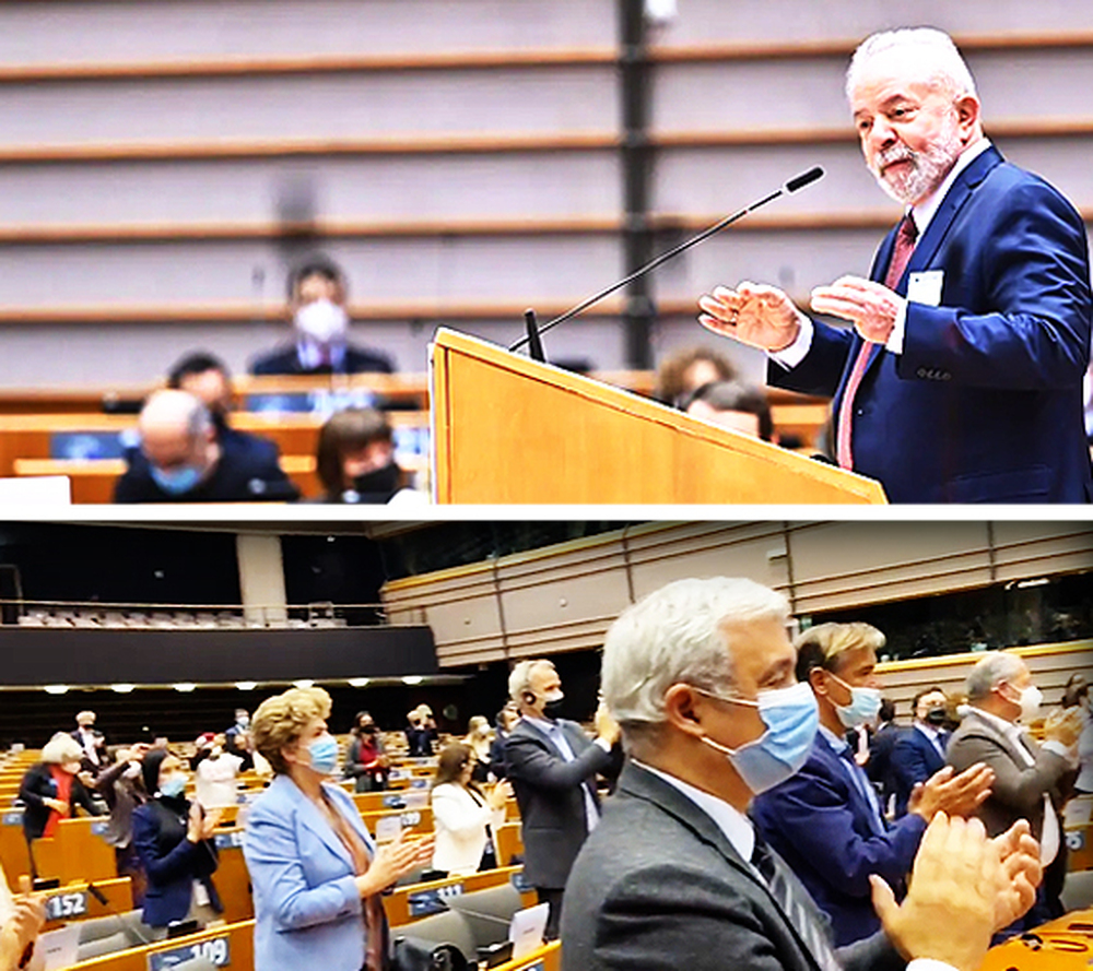“Imprensa profissional” omite discurso histórico de Lula no Parlamento Europeu, em que foi aplaudido de pé