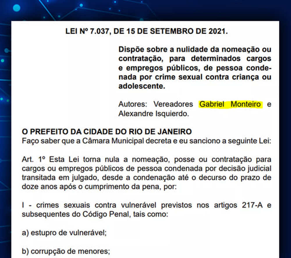 Gabriel Monteiro pode ser enquadrado em lei que ele próprio propôs se for condenado por vídeo de sexo com menor