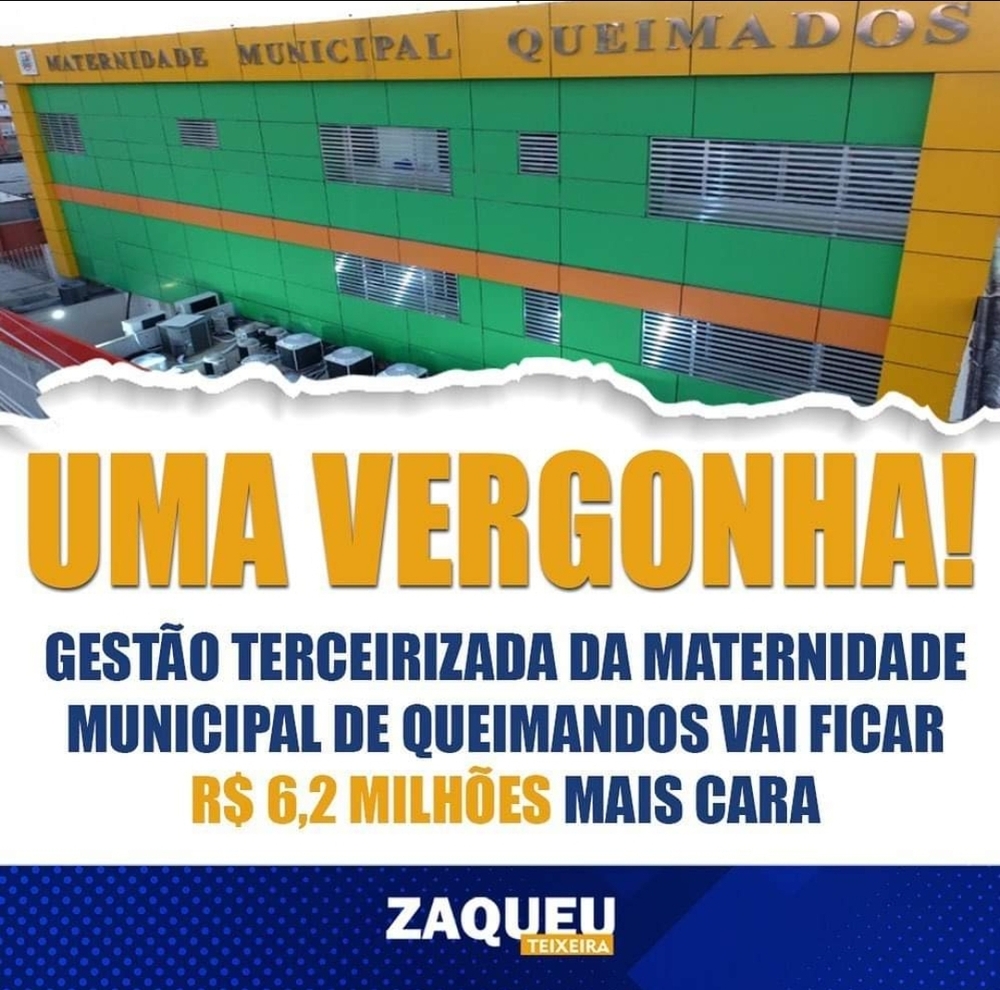 Denúncia de aumento estimado de R$ 6 milhões na gestão do Hospital Maternidade de Queimados