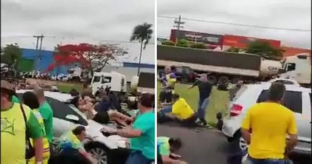 CRIME: Motorista avança contra bloqueio e atropela manifestantes bolsonaristas