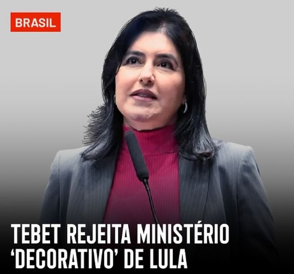 Simone Tebet (MDB) rejeita Ministério decorativo